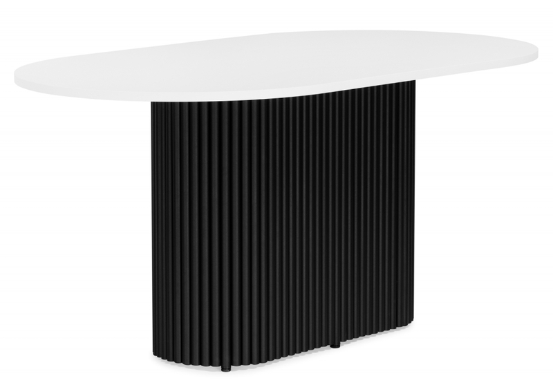 Стол деревянный, Барон О 160 х 90 белая пленка шагрень / черные ноги