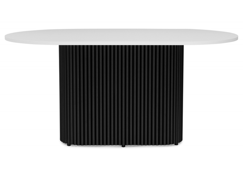 Стол деревянный, Барон О 160 х 90 белая пленка шагрень / черные ноги