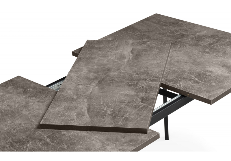 Стол деревянный, Кортни 117 (157) x 77 бетон темный / черный матовый