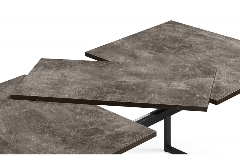 Стол деревянный, Лиман 117 (157) x 77 бетон темный / черный матовый