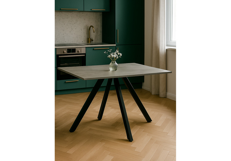 Стол деревянный, Райн 116(160)x77 раздвижной цемент / черный