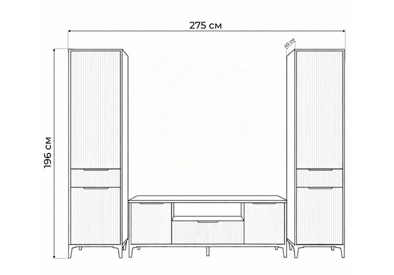 Готовая гостиная, Иадама белый / белый глянец комплектация 9