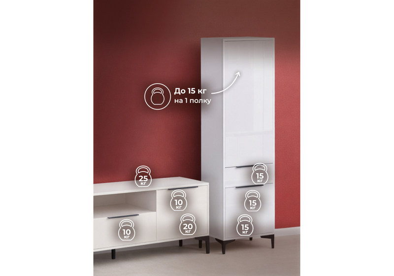 Готовая гостиная, Иадама белый / белый глянец комплектация 5