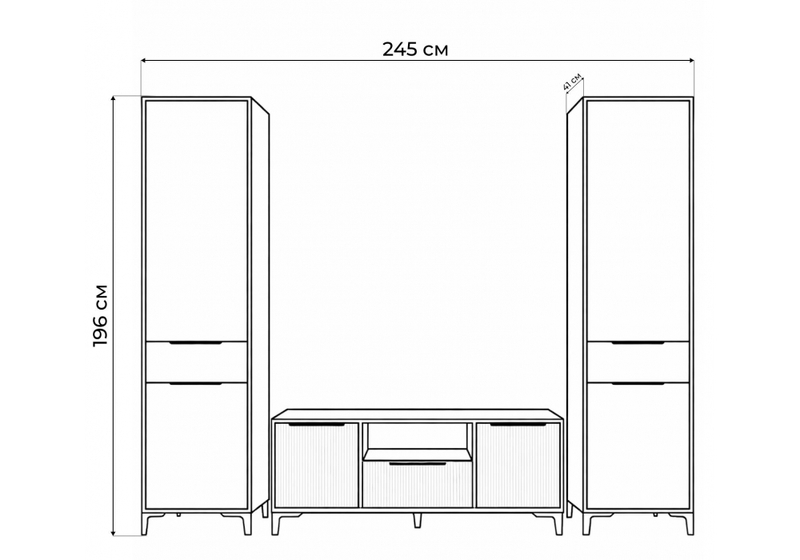 Готовая гостиная, Иадама графит / графит софт комплектация 8