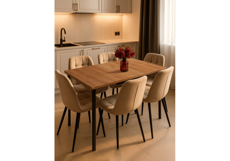 Стол деревянный, Кортни 117 (157) x 77 дуб крафт золотой / черный матовый