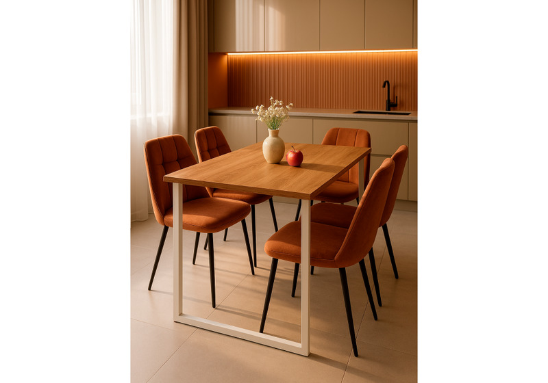 Стол деревянный, Лиман 140 x 80 дуб крафт золотой / белый матовый