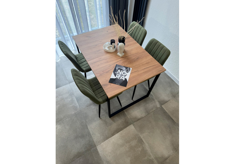 Стол деревянный, Лиман 117 (157) x 77 дуб крафт золотой / черный матовый