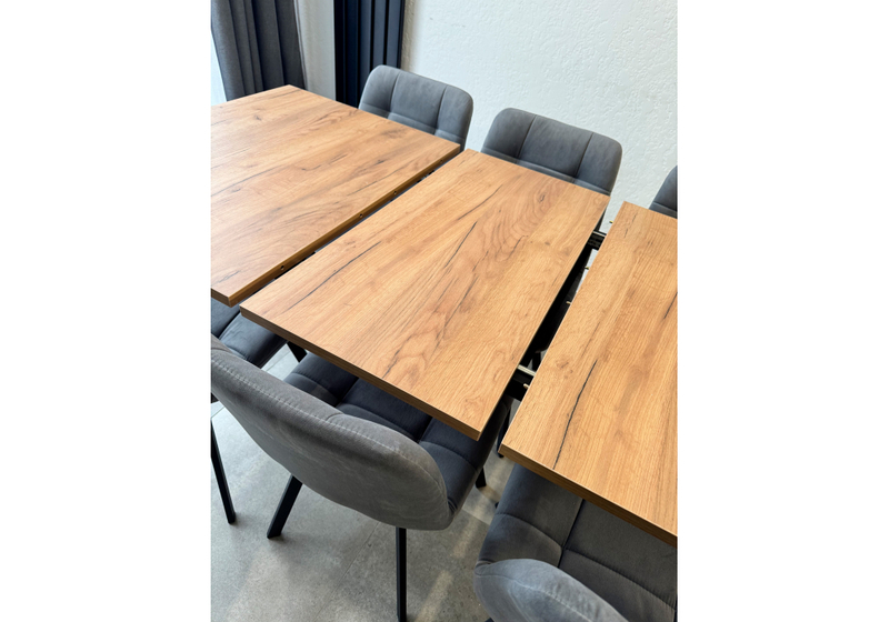 Стол деревянный, Лиман 117 (157) x 77 дуб крафт золотой / черный матовый