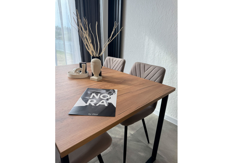 Стол деревянный, Лиман 117 (157) x 77 дуб крафт золотой / черный матовый