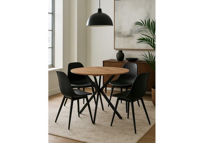 Стол деревянный, Орион 90 / 130 дуб крафт золотой / черный матовый