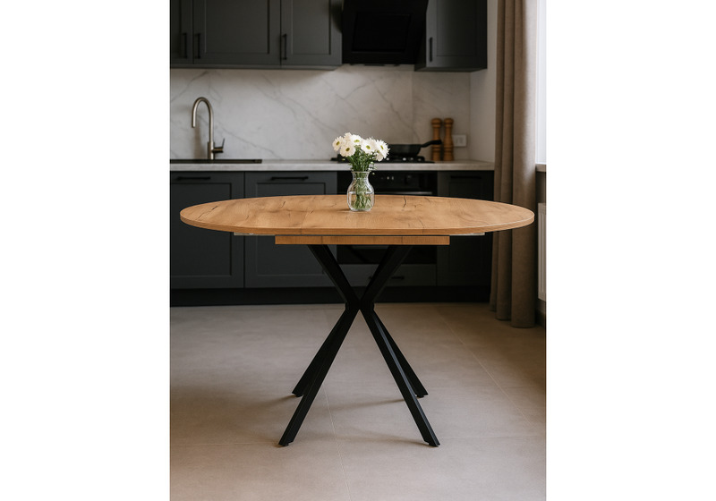 Стол деревянный, Орион 90 / 130 дуб крафт золотой / черный матовый