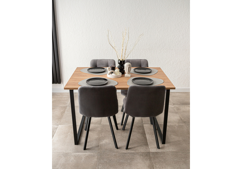 Стол деревянный, Лиман 117 х 77 дуб крафт золотой / черный матовый