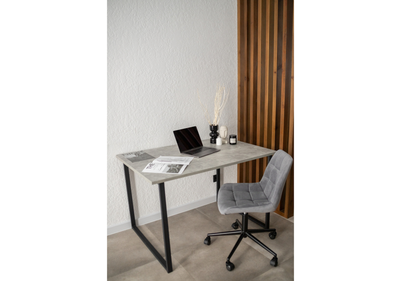 Стол деревянный, Лиман 117 х 77 бетон светлый / черный матовый