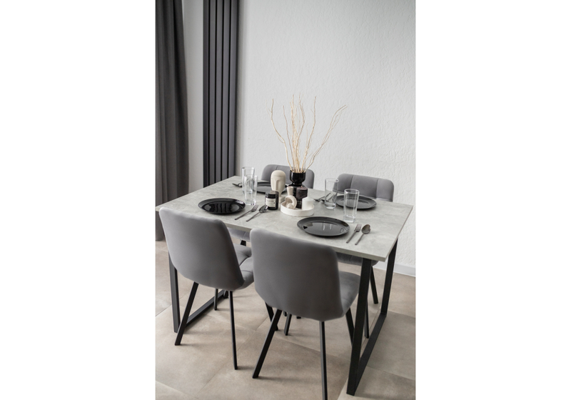 Стол деревянный, Лиман 117 х 77 бетон светлый / черный матовый