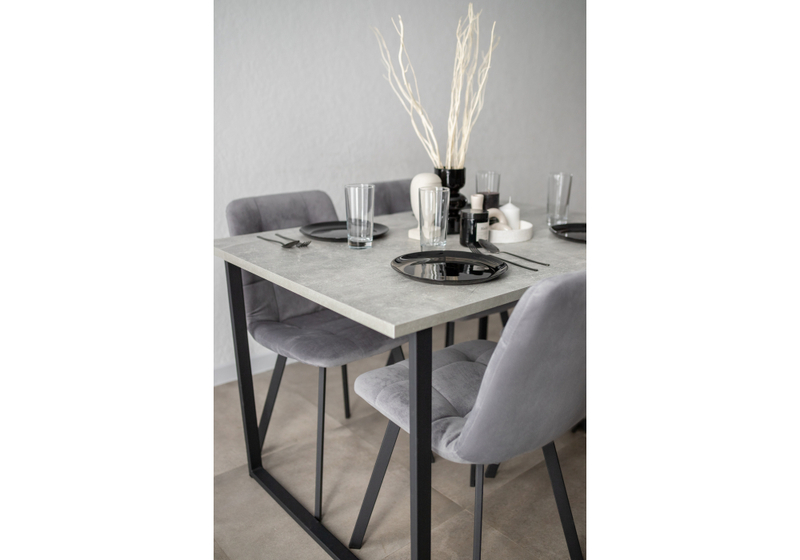 Стол деревянный, Лиман 117 х 77 бетон светлый / черный матовый