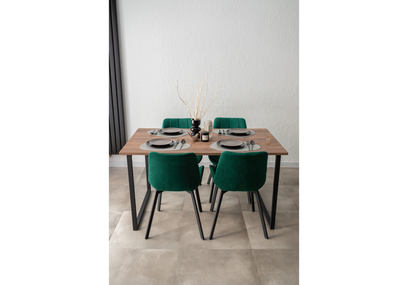 Стол деревянный, Лиман 140 х 80 дуб крафт табачный / черный матовый