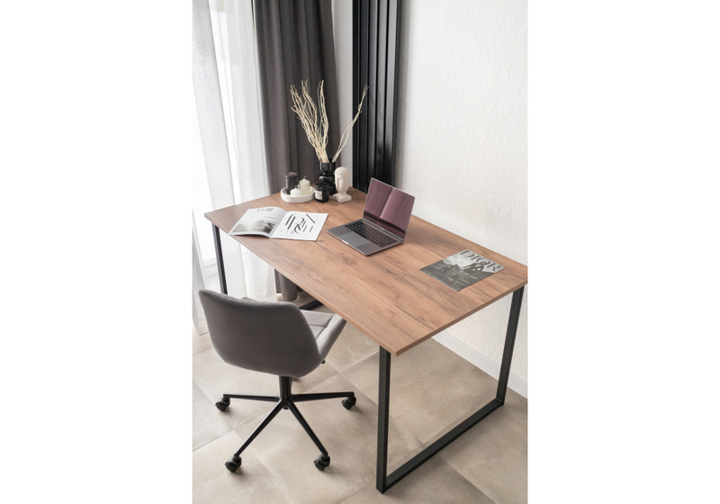 Стол деревянный, Лиман 140 х 80 дуб крафт табачный / черный матовый