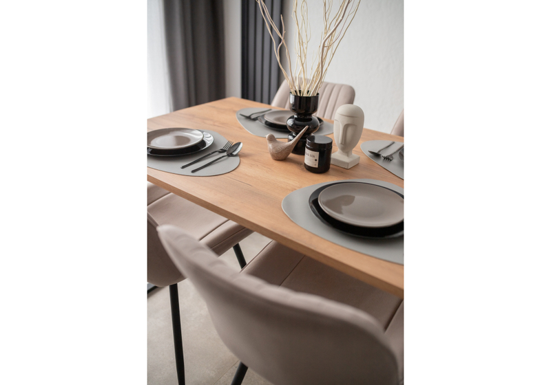 Стол деревянный, Лиман 140 х 80 дуб крафт золотой / черный матовый