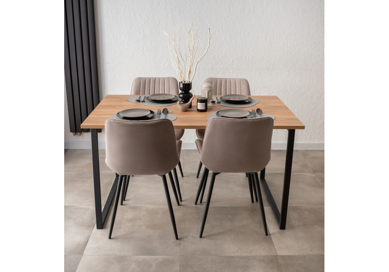 Стол деревянный, Лиман 140 х 80 дуб крафт золотой / черный матовый