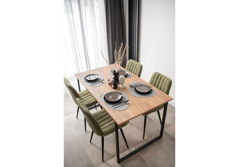 Стол деревянный, Лиман 140 х 80 дуб крафт золотой / черный матовый