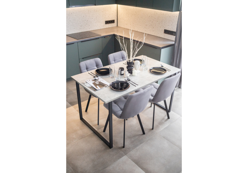 Стол деревянный, Лиман 140 х 80 бетон светлый / черный матовый