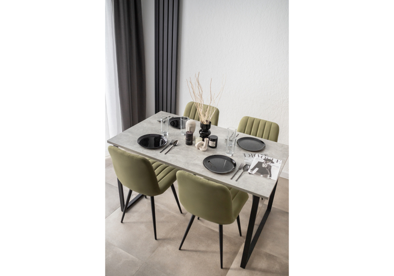 Стол деревянный, Лиман 140 х 80 бетон светлый / черный матовый