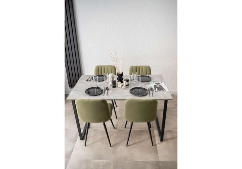 Стол деревянный, Лиман 140 х 80 бетон светлый / черный матовый