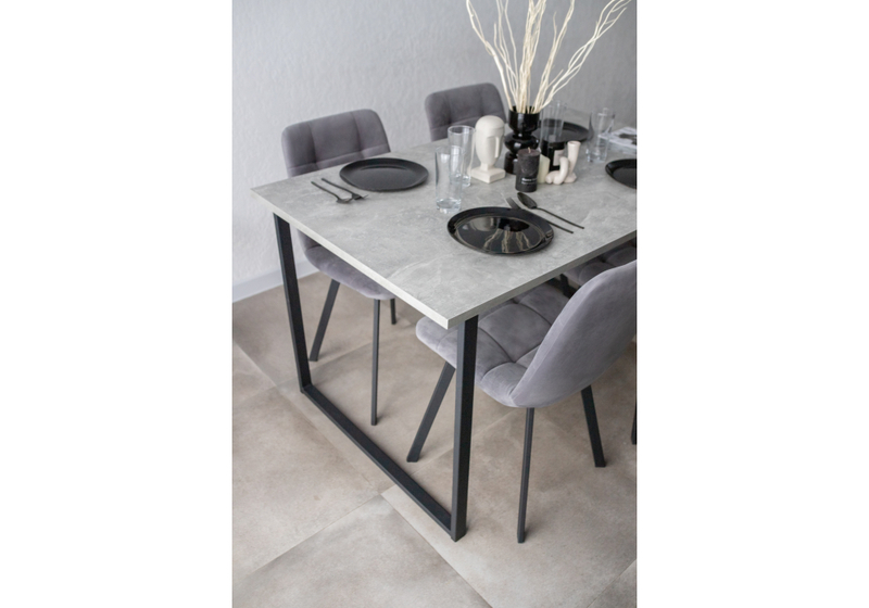 Стол деревянный, Лиман 140 х 80 бетон светлый / черный матовый