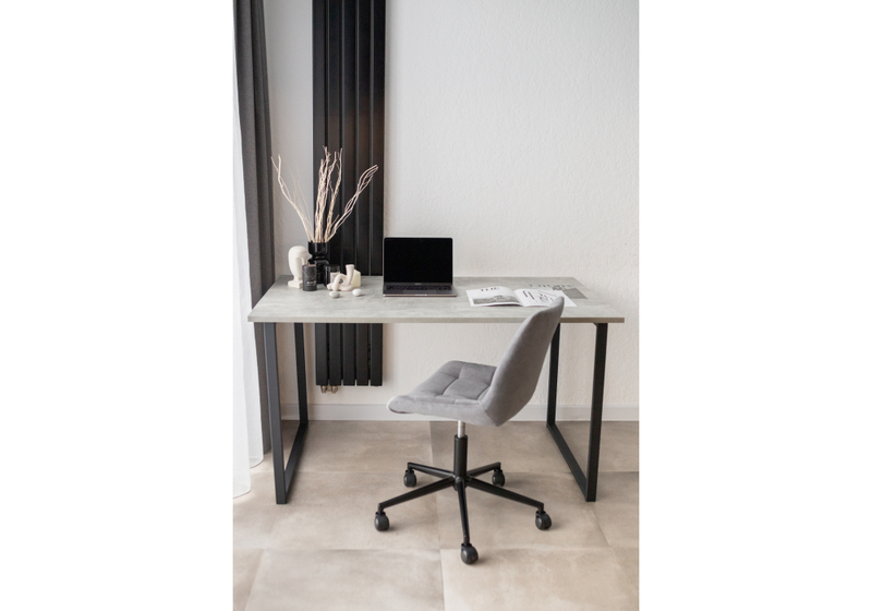 Стол деревянный, Лиман 140 х 80 бетон светлый / черный матовый