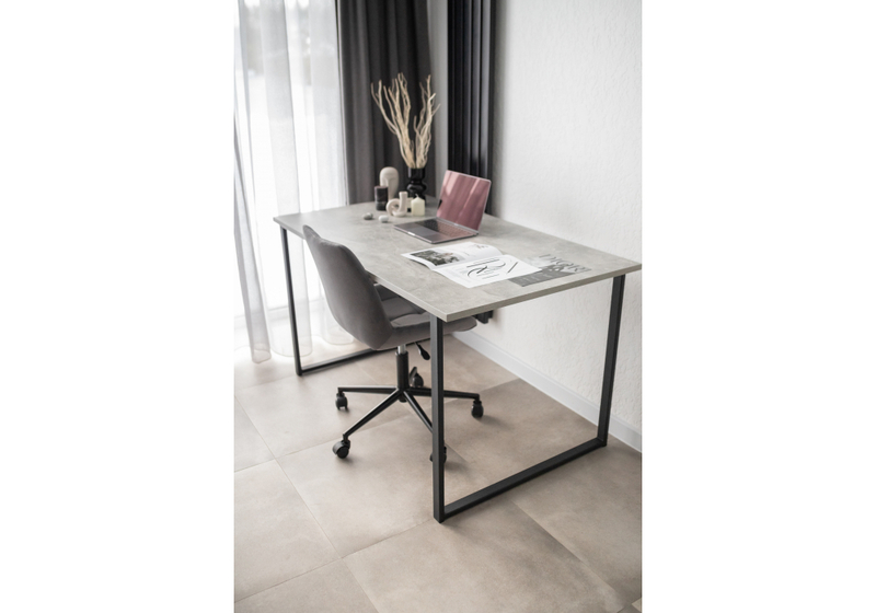 Стол деревянный, Лиман 140 х 80 бетон светлый / черный матовый