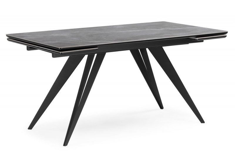 Керамический стол, Дарвин 140(200)х80 серый мрамор larka grey / черный