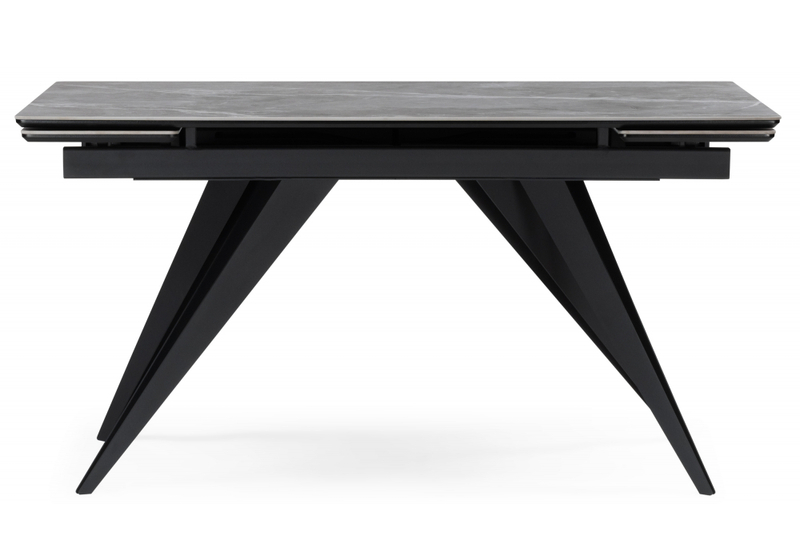 Керамический стол, Дарвин 140(200)х80 серый мрамор larka grey / черный