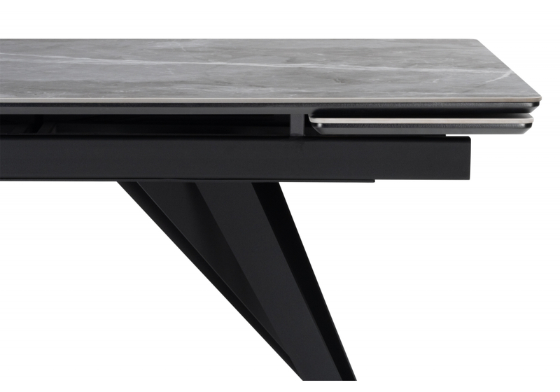 Керамический стол, Дарвин 140(200)х80 серый мрамор larka grey / черный
