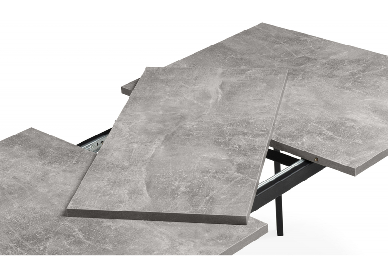 Стол деревянный, Кортни 117 (157) x 77 бетон светлый / черный матовый