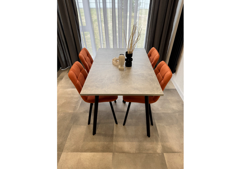 Стол деревянный, Кортни 117 (157) x 77 бетон светлый / черный матовый