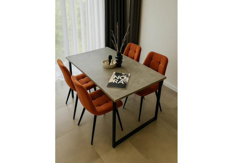 Стол деревянный, Лиман 117 (157) x 77 бетон светлый / черный матовый