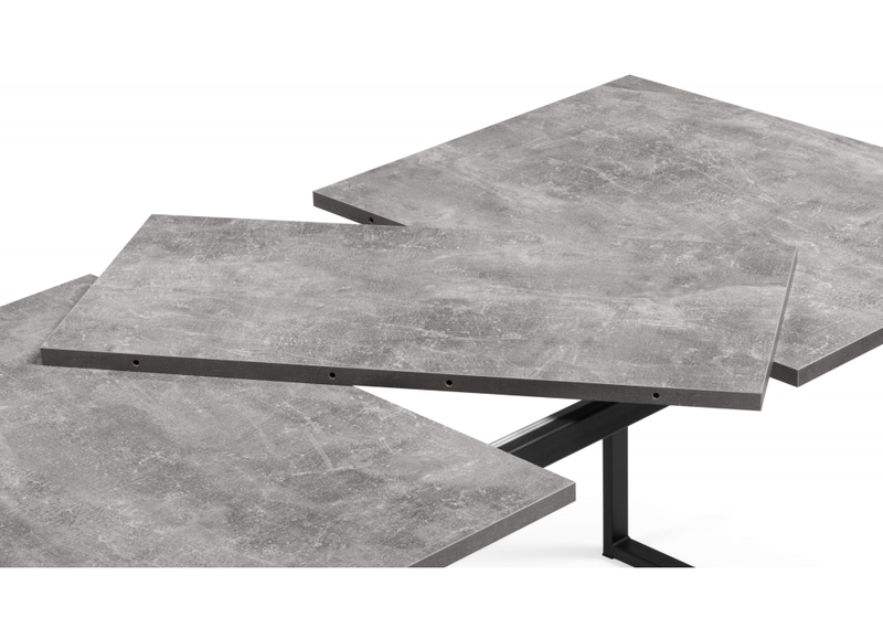 Стол деревянный, Лиман 117 (157) x 77 бетон светлый / черный матовый