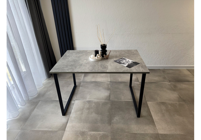 Стол деревянный, Лиман 117 (157) x 77 бетон светлый / черный матовый