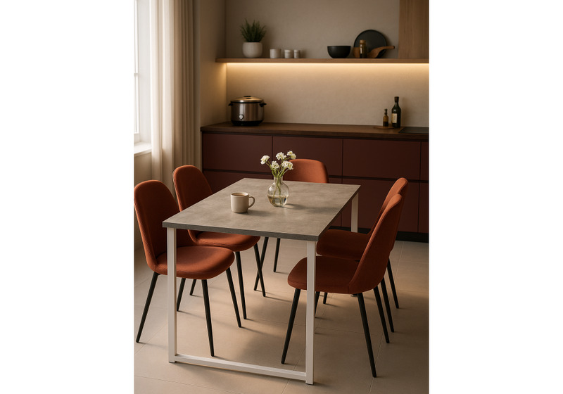 Стол деревянный, Лиман 117 x 77 бетон светлый / белый матовый