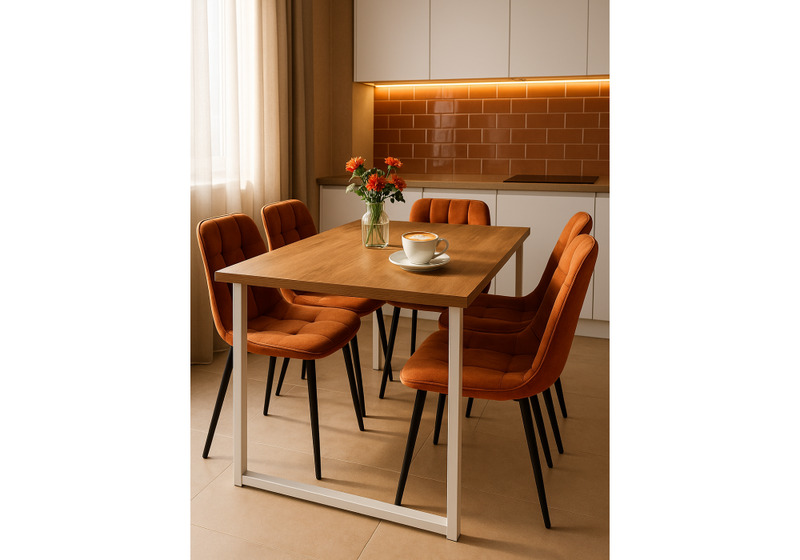 Стол деревянный, Лиман 117 x 77 дуб крафт золотой / белый матовый