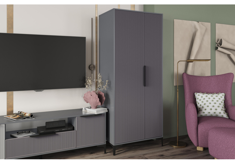 Шкаф, Иадама двухстворчатый графит / графит софт