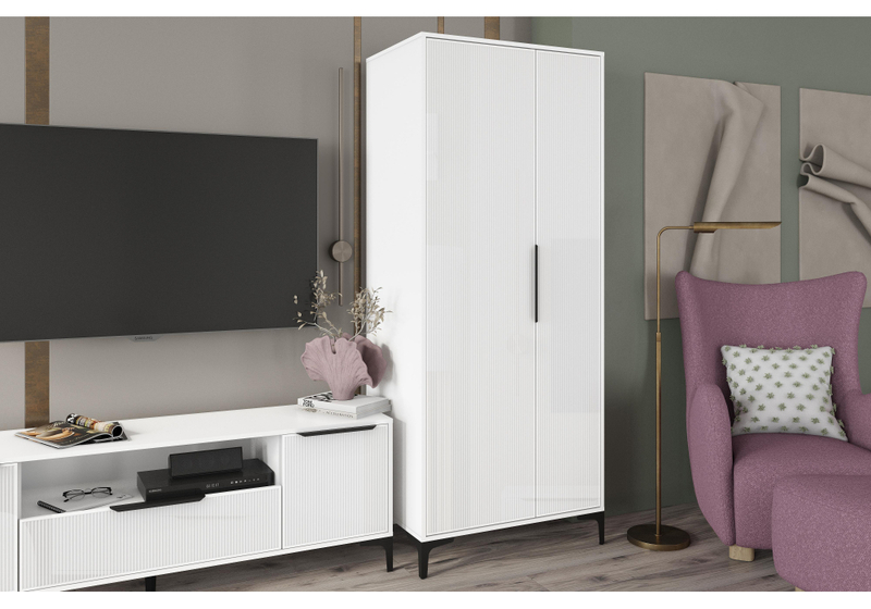 Шкаф, Иадама двухстворчатый белый / белый глянец