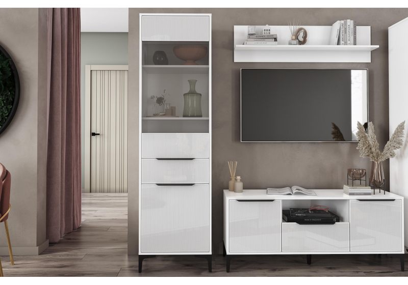 Стеллаж, Иадама белый / белый глянец