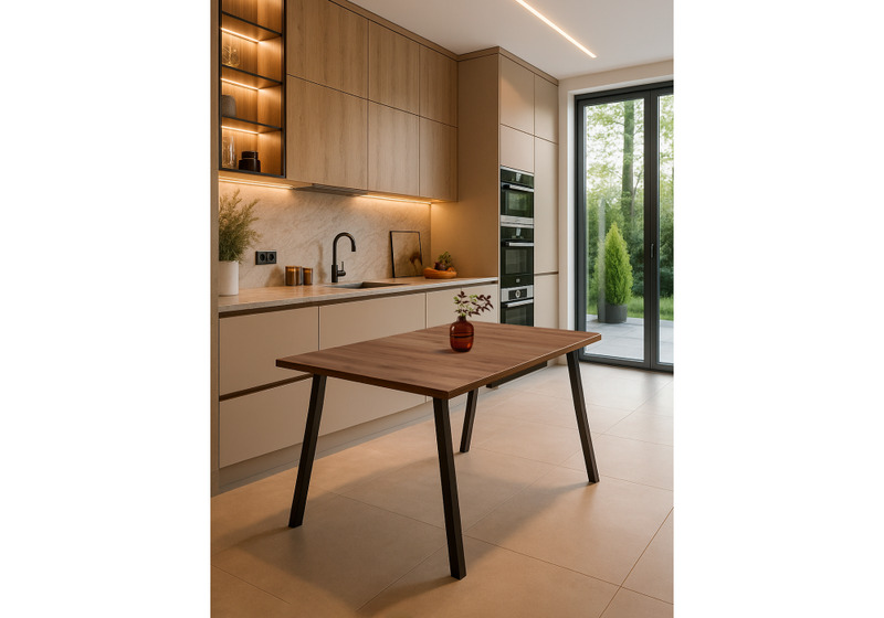 Стол деревянный, Кортни 117 (157) x 77 дуб крафт табачный / черный матовый