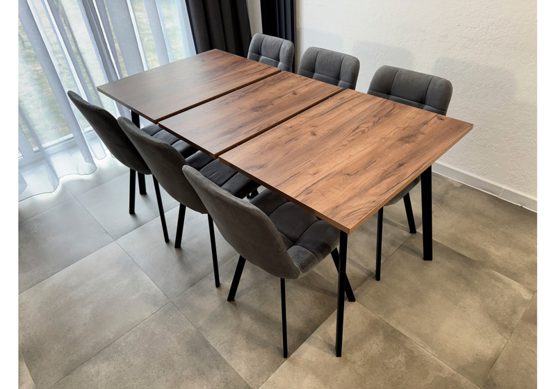 Стол деревянный, Кортни 117 (157) x 77 дуб крафт табачный / черный матовый