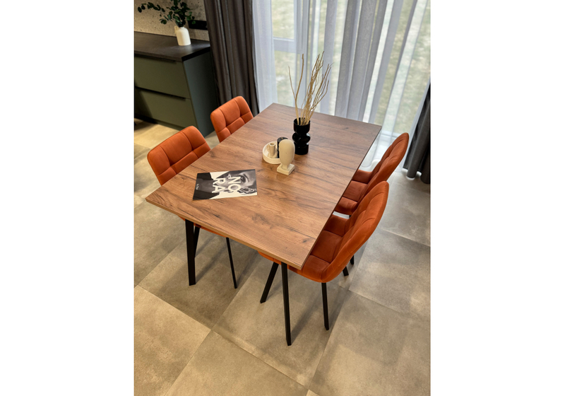 Стол деревянный, Кортни 117 (157) x 77 дуб крафт табачный / черный матовый