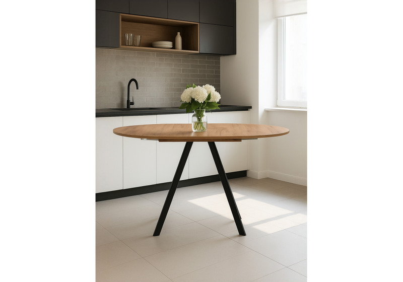 Стол деревянный, Курт 90 / 130 дуб крафт золотой / черный матовый