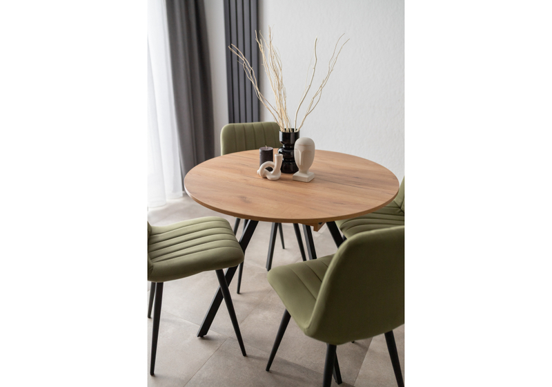 Стол деревянный, Курт 90 / 130 дуб крафт золотой / черный матовый