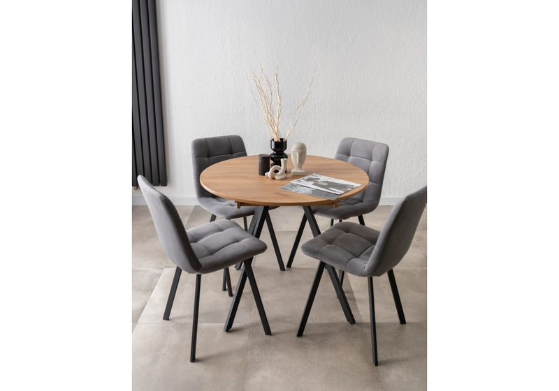 Стол деревянный, Курт 90 / 130 дуб крафт золотой / черный матовый