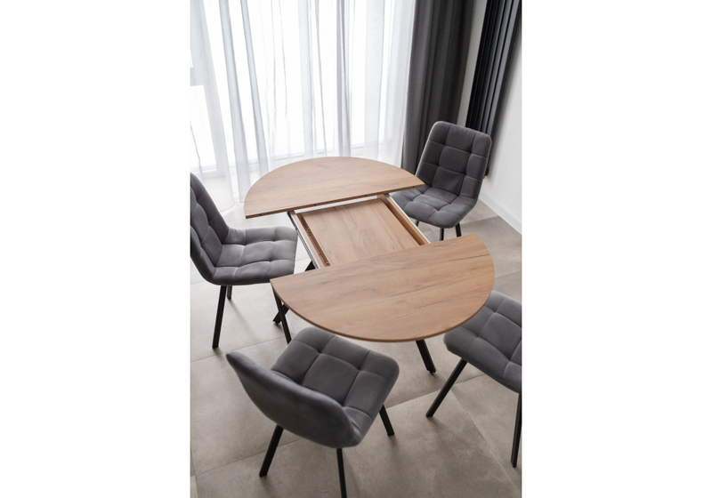 Стол деревянный, Курт 90 / 130 дуб крафт золотой / черный матовый